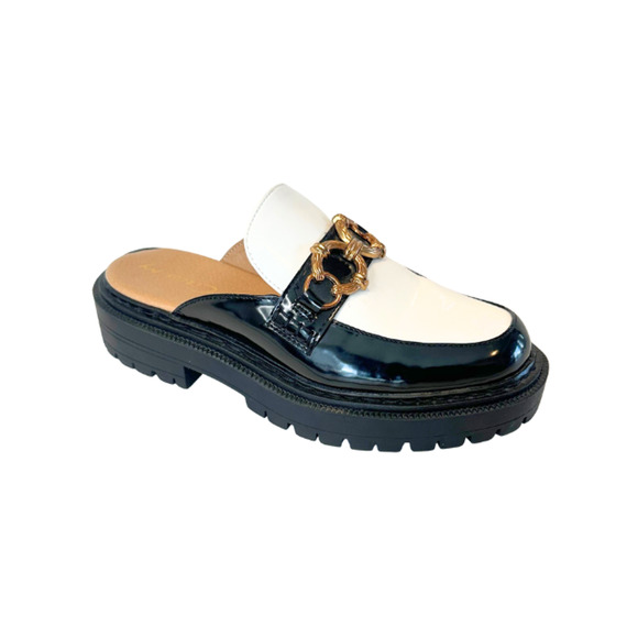 Circus NY by Sam Edelman Evangeline Mule Platform Lug Sole Black/White Size 8.5M - Picture 1 of 9